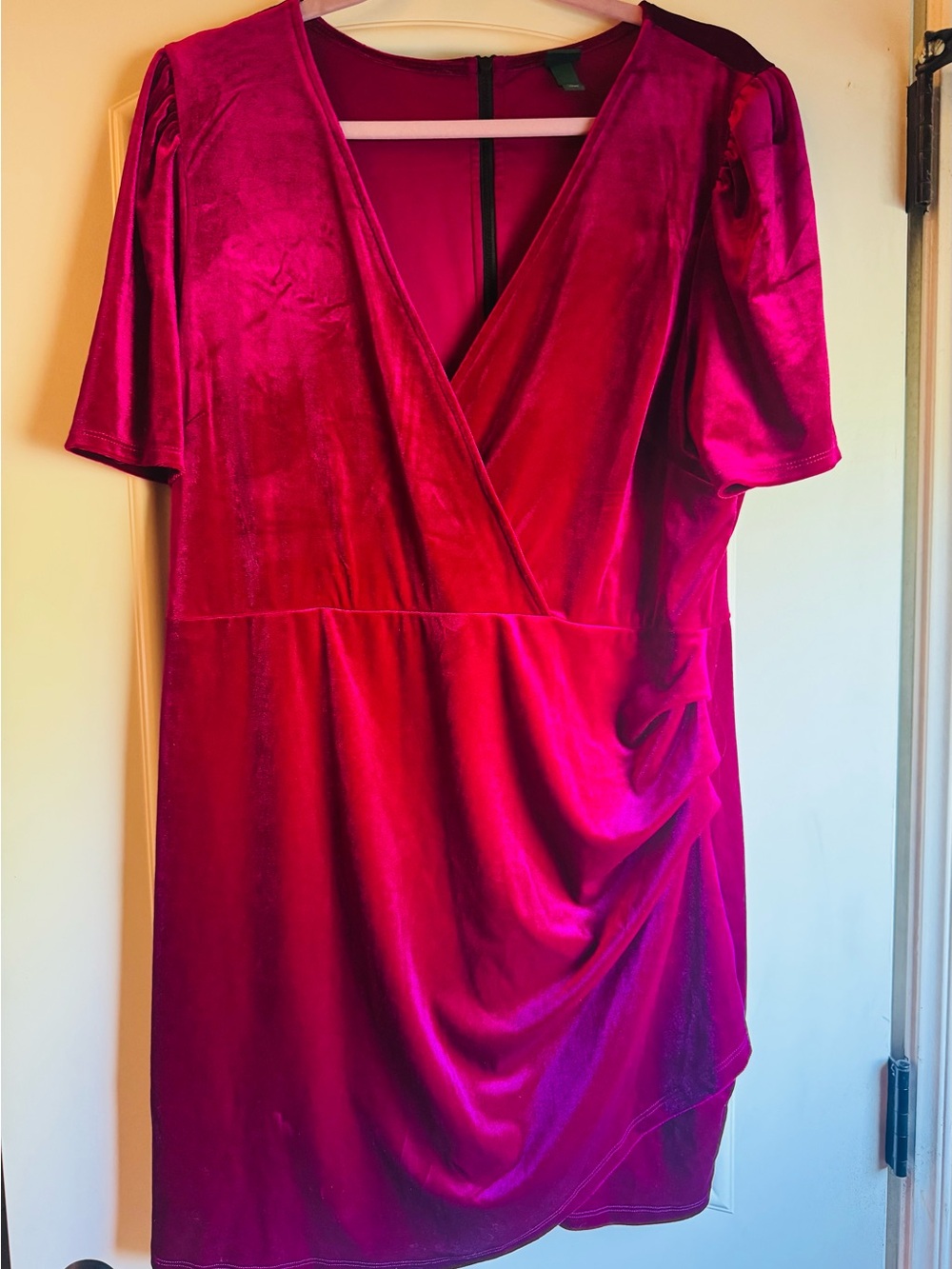 Mini Fuchsia Velvet Dress